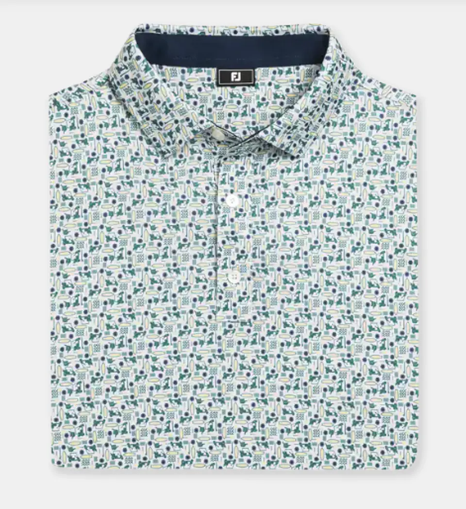 Polera Footjoy Surfs Up Lisle Verde / Blanco / Amarillo / Azul Marino 1