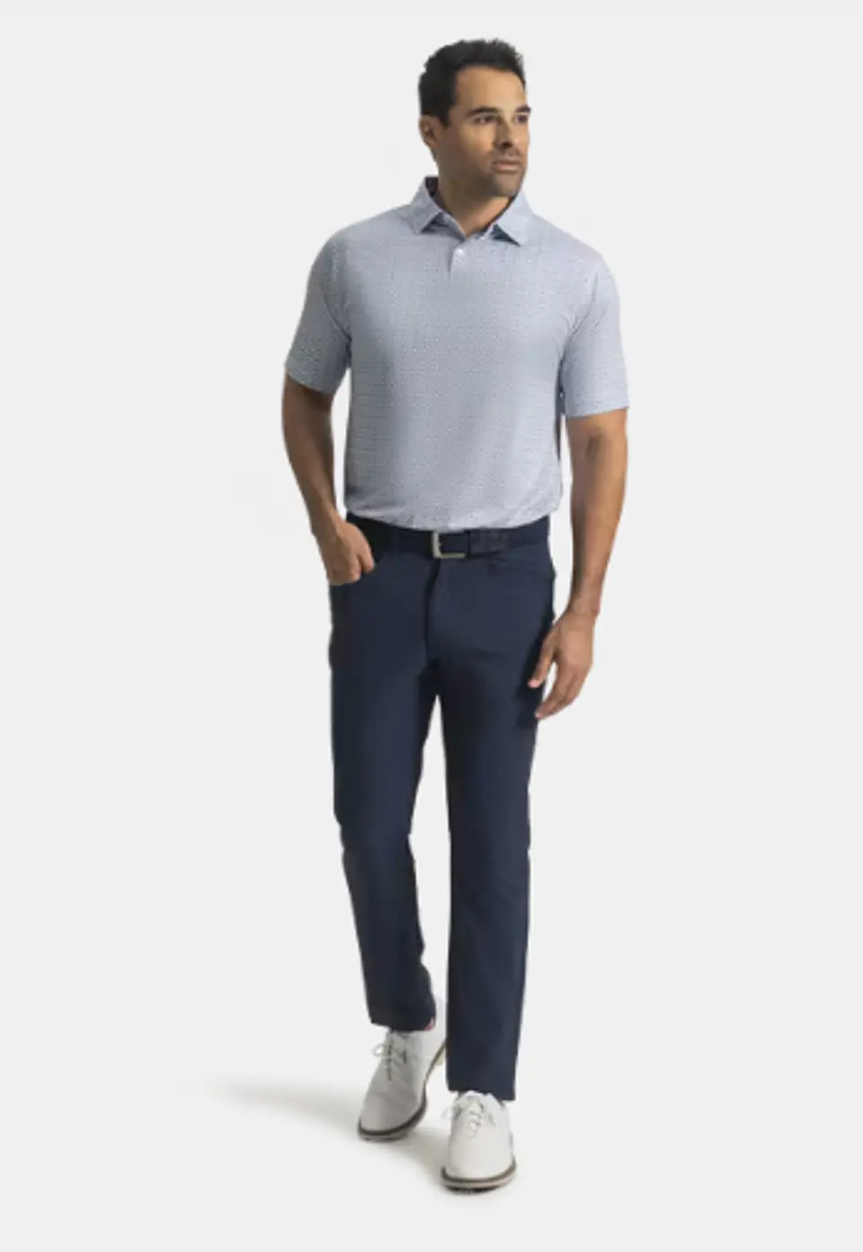 Polera Footjoy Floral Mark Lisle Azul/Blanco 4