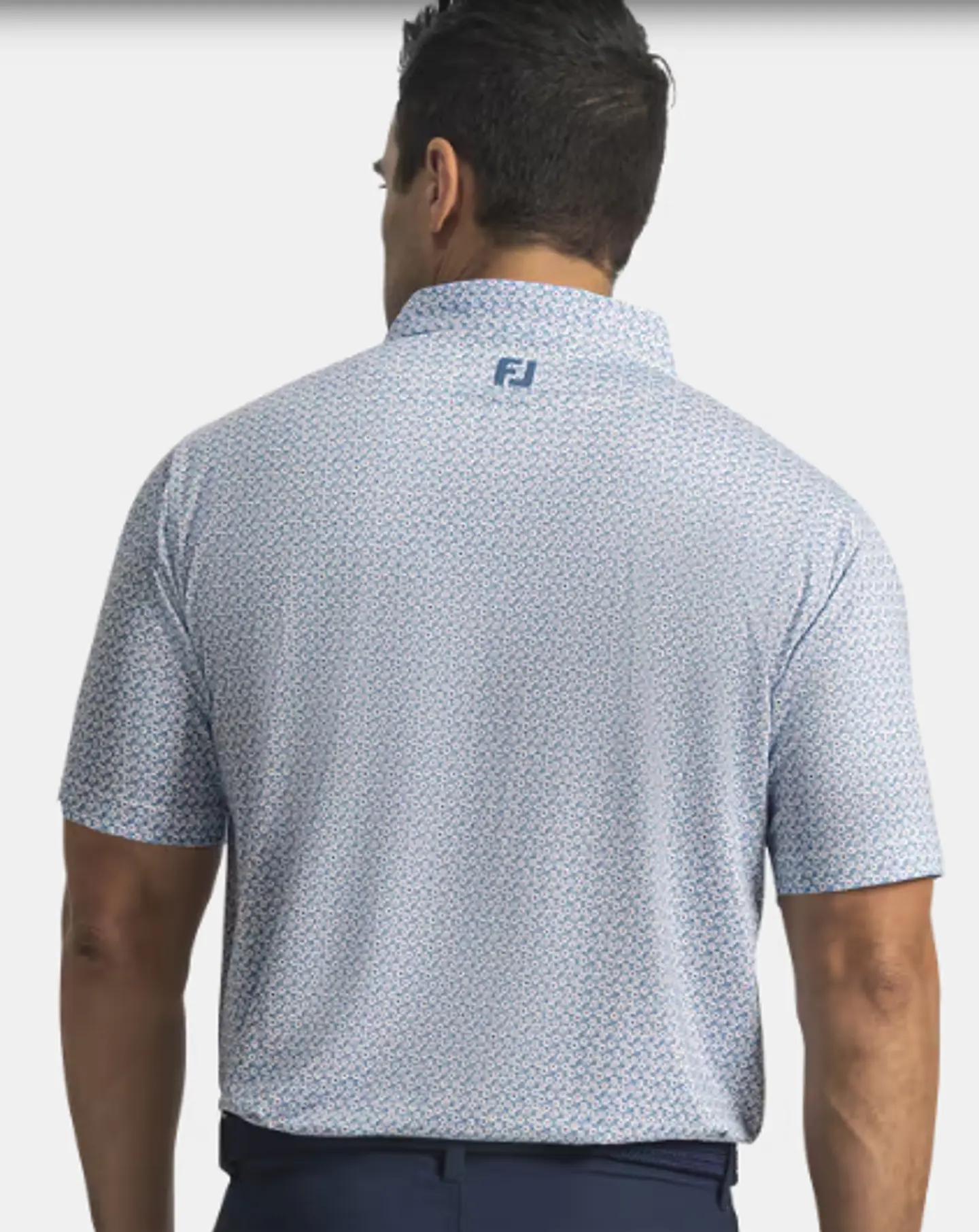 Polera Footjoy Floral Mark Lisle Azul/Blanco 5