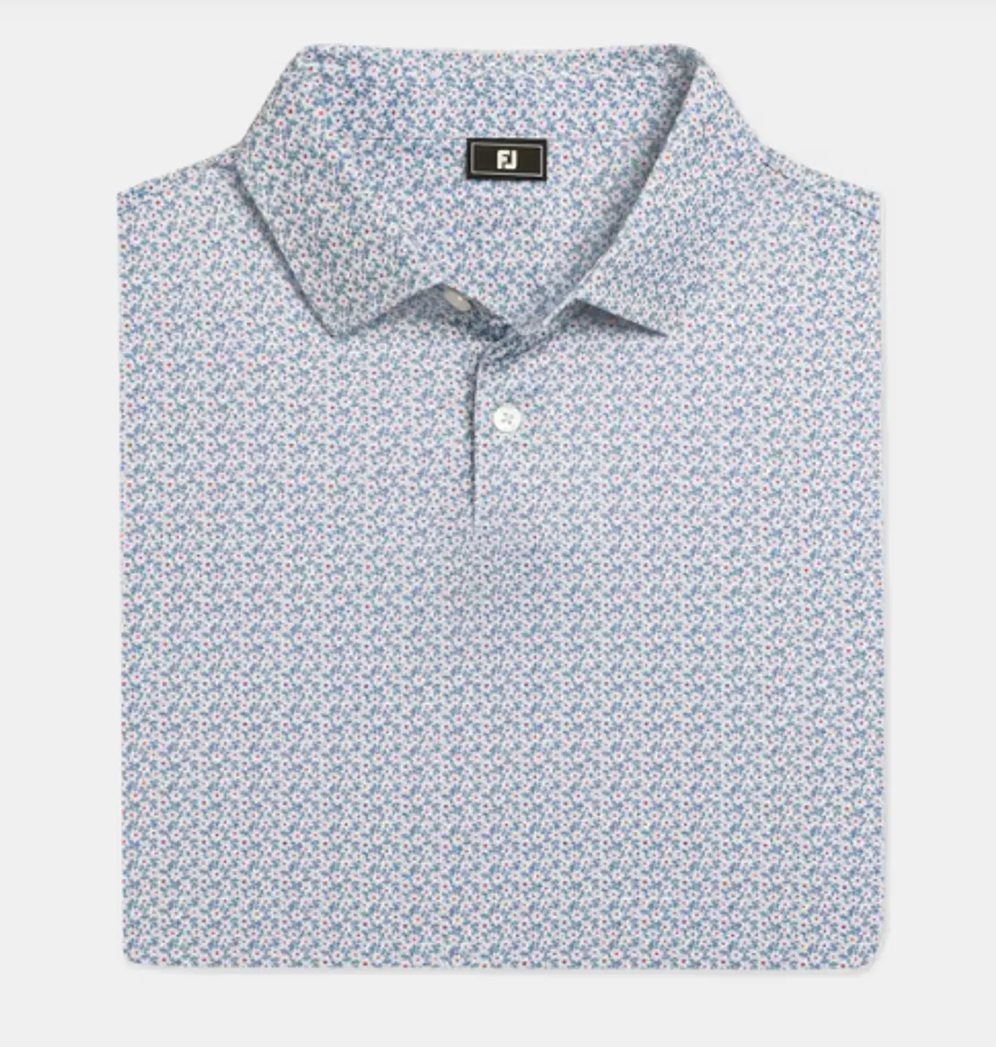 Polera Footjoy Floral Mark Lisle Azul/Blanco 1