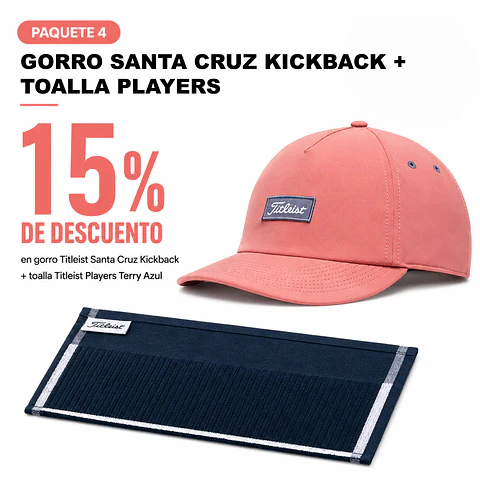 Pack 4: Gorro Titleist Santa Cruz Kickback + Toalla Players Terry Azul