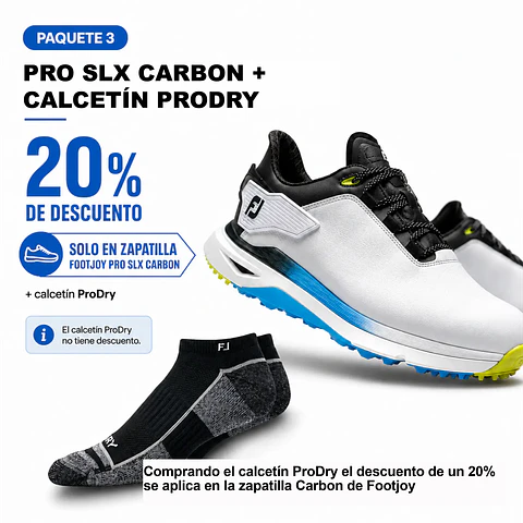 Pack 3: Calcetines ProDry + 20% de descuento en Zapatillas FootJoy Pro SLX Carbon 