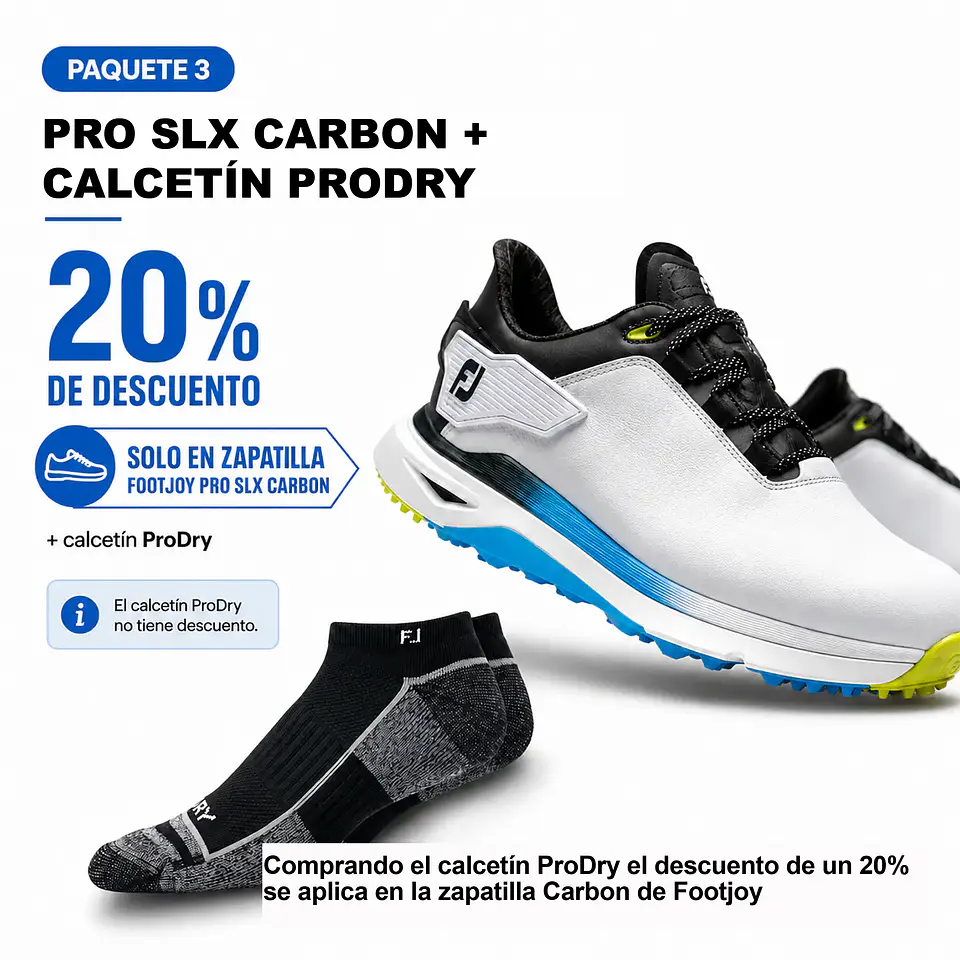 Pack 3: Calcetines ProDry + 20% de descuento en Zapatillas FootJoy Pro SLX Carbon  1