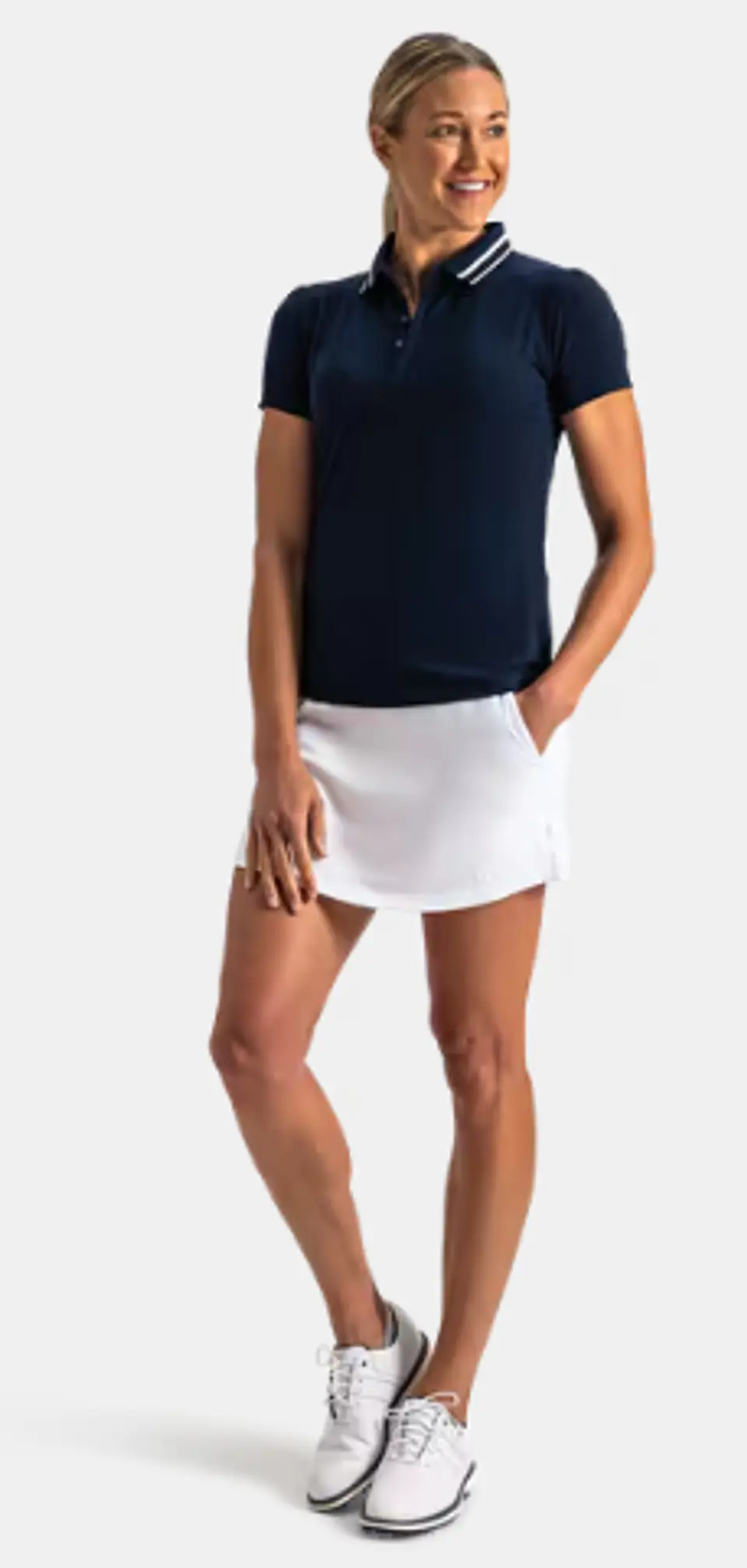 Polera Polo de mujer con botones de bucle Azul 3