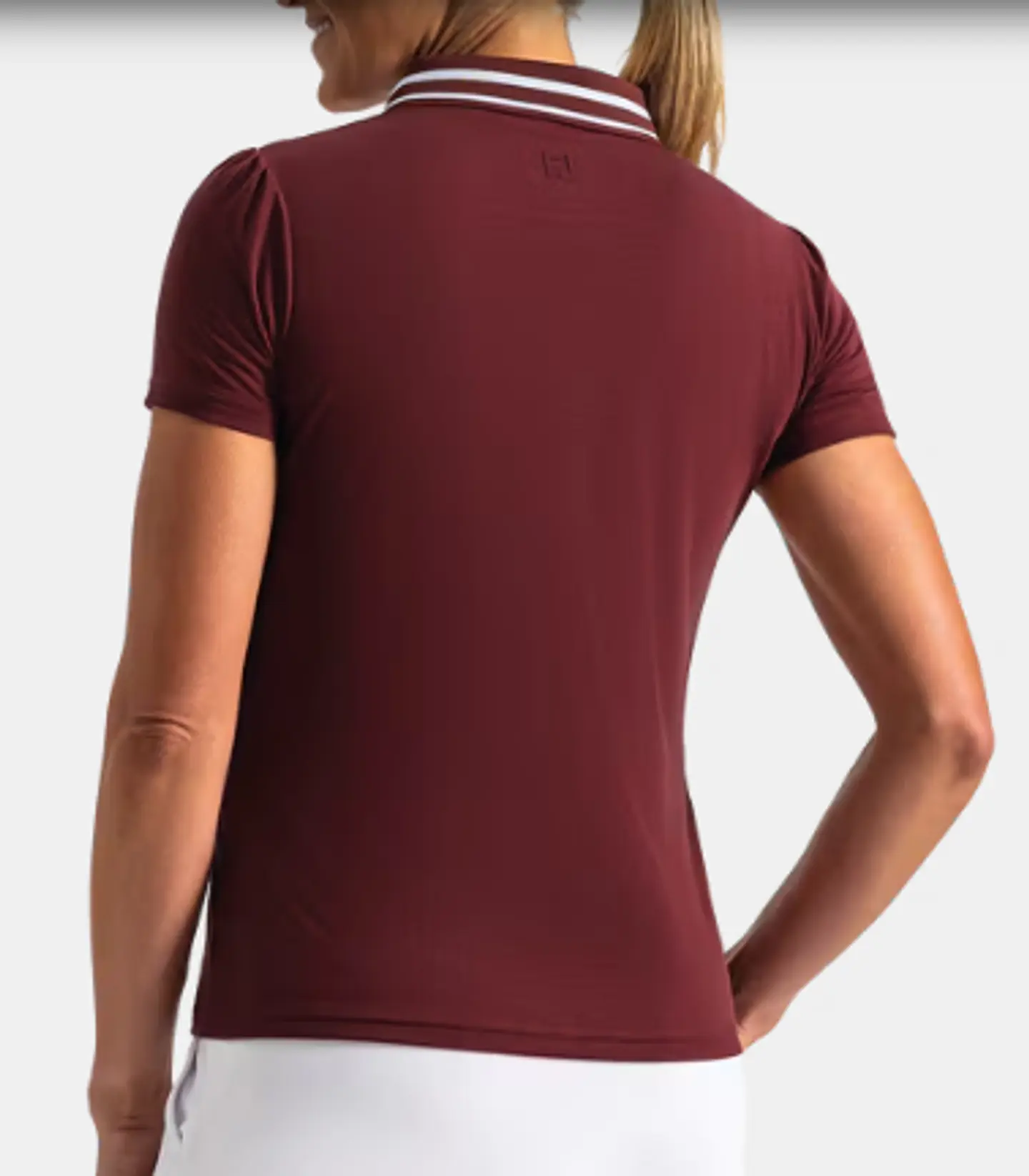 Polera Polo de mujer con botones de bucle burdeo 2