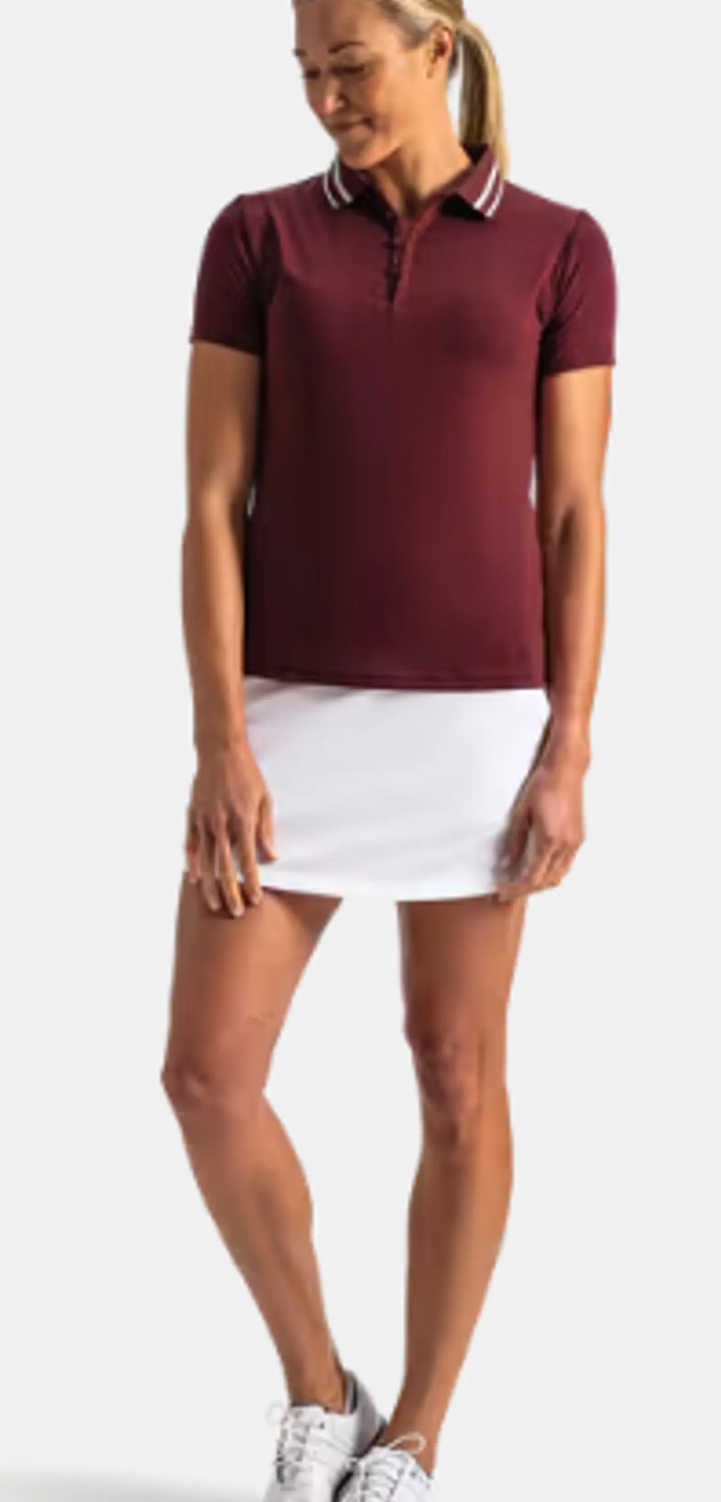 Polera Polo de mujer con botones de bucle burdeo 3