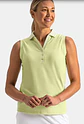 Polera polo de mujer sin mangas con cuello en V verde - Miniatura 1