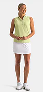 Polera polo de mujer sin mangas con cuello en V verde - Miniatura 3