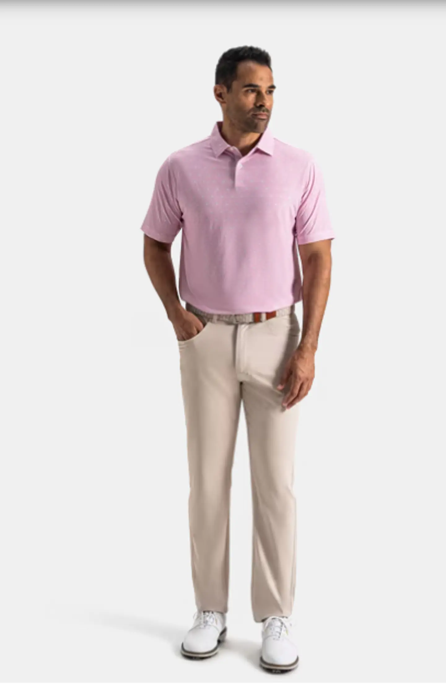 Polera FootJoy Order Geometric TourLisle Blanco/ Humo de orquídea / Brisa azul 4