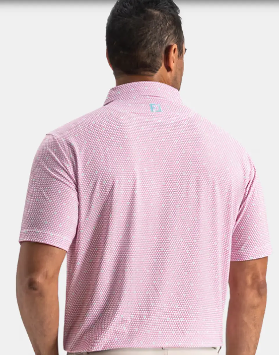 Polera FootJoy Order Geometric TourLisle Blanco/ Humo de orquídea / Brisa azul 2