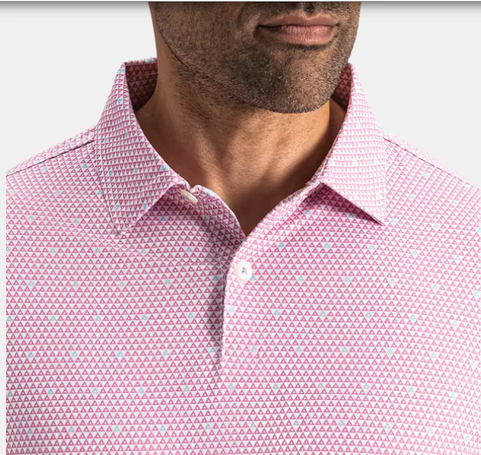 Polera FootJoy Order Geometric TourLisle Blanco/ Humo de orquídea / Brisa azul 3