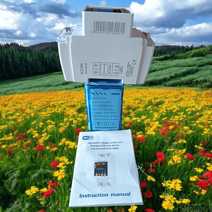 Regulador de voltaje digital 220 V. AC . 63 AH. Wifi para riel din 6