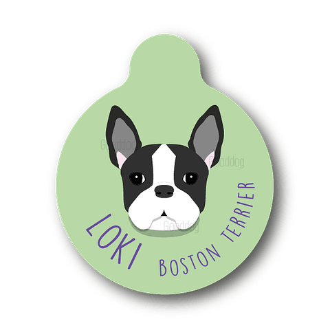 Placa de identificación diseño  LOKI BOSTON TERRIER