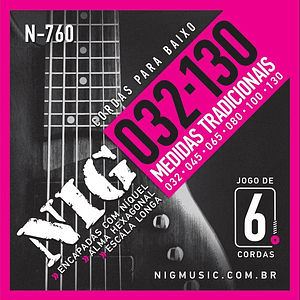 Set de cuerdas N-760 para Bajo Eléctrico de 6 cuerdas 32-130 NIG STRINGS