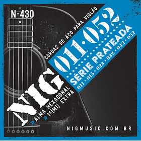 Set de Cuerdas N-430 de Guitarra Acústica (Metal) Plata 11-52 NIG STRINGS