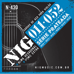 Set de Cuerdas N-430 de Guitarra Acústica (Metal) Plata 11-52 NIG STRINGS