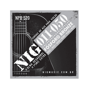 Set de Cuerdas NPB-520 de Guitarra Acústica (Metal) Fosforo Bronce 11-50 NIG STRINGS