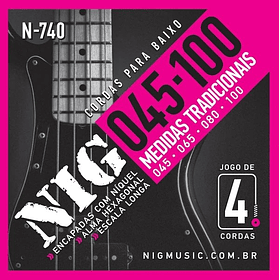 Set de cuerdas N-745 para Bajo Eléctrico de 4 cuerdas 45-105 NIG STRINGS