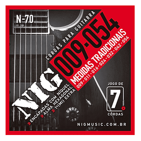 Set de Cuerdas para Guitarra Eléctrica 7 cuerdas N-70 09-54 NIG STRINGS