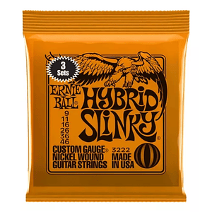 Pack 3 Set de Cuerdas Guitarra Eléctrica 3222 Hydrid Slinky 09-46 ERNIE BALL