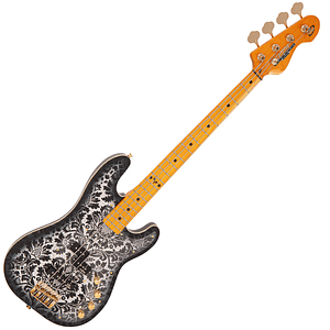 Bajo Electrico Joe Doe Lutetia By Vintage Black Paisley JDV44 C/Case