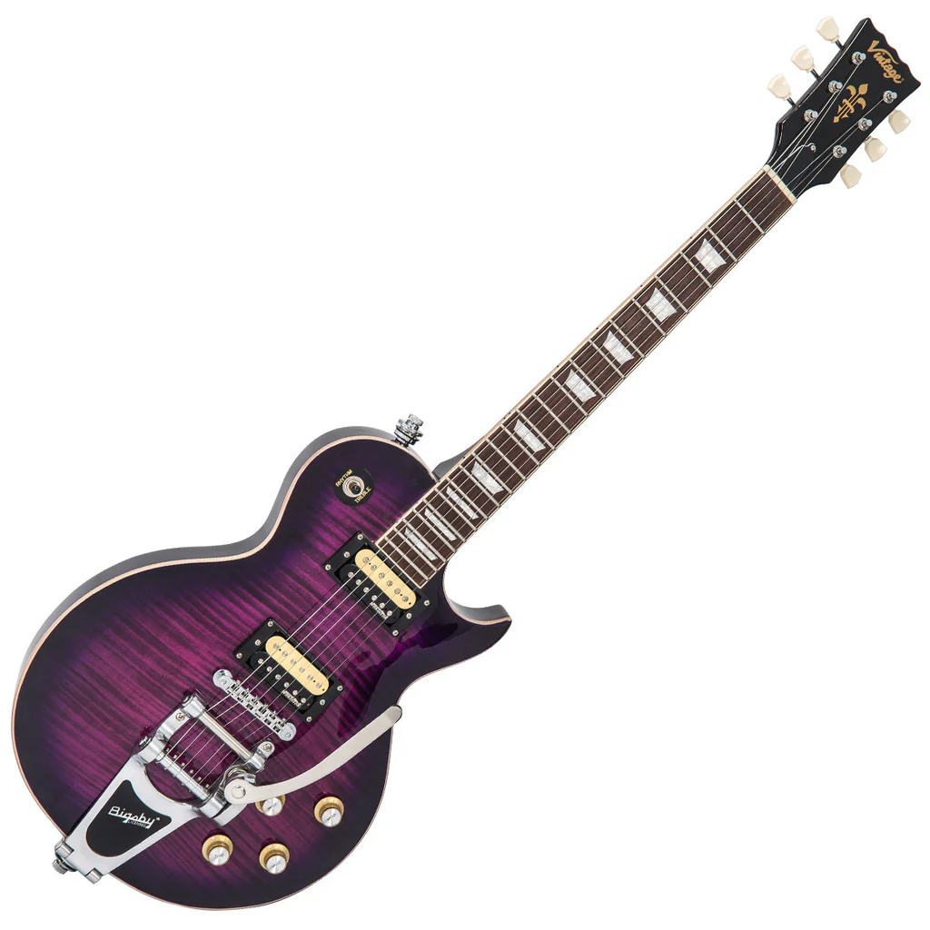 Guitarra V100 ReIssued w/Bigsby Flamed Purpleburst Vintage