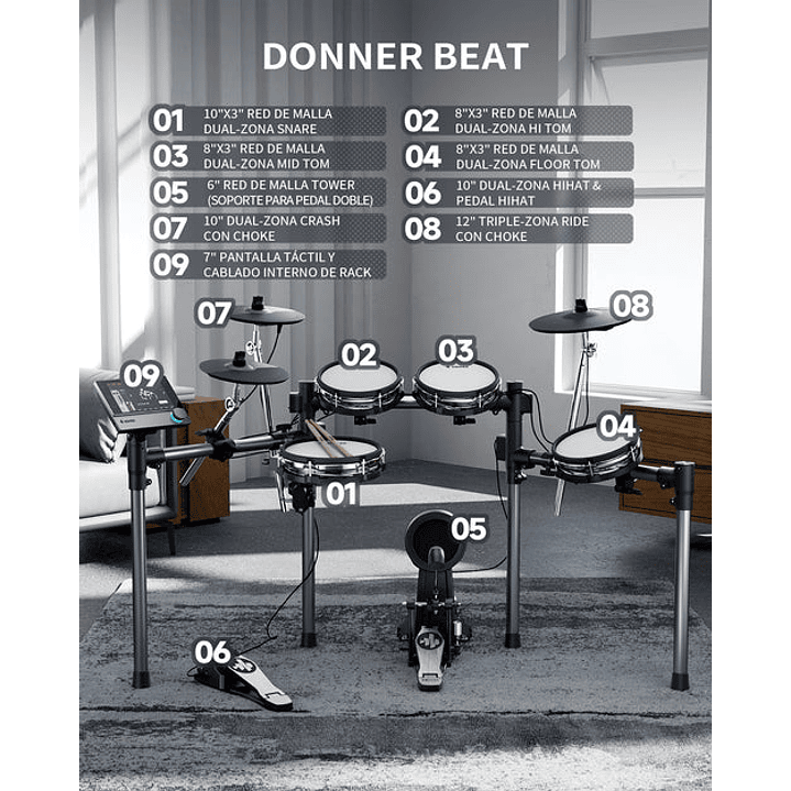 Batería Electrónica BEAT DONNER 3