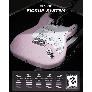 Pack Guitarra Electrica ST Shell Pink DST-80 EC6957 DONNER