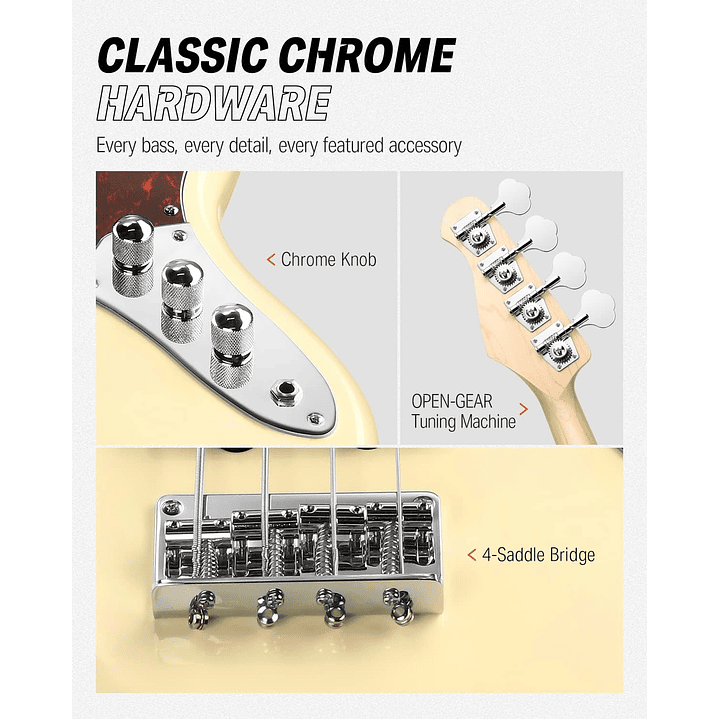 Bajo Electrico DJB-510R 4C Blanco/Tortoise EC1389 Donner 4