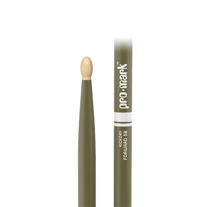 Baqueta Hickory 5B Punta Madera Verde TX5BW-GREEN Promark 1