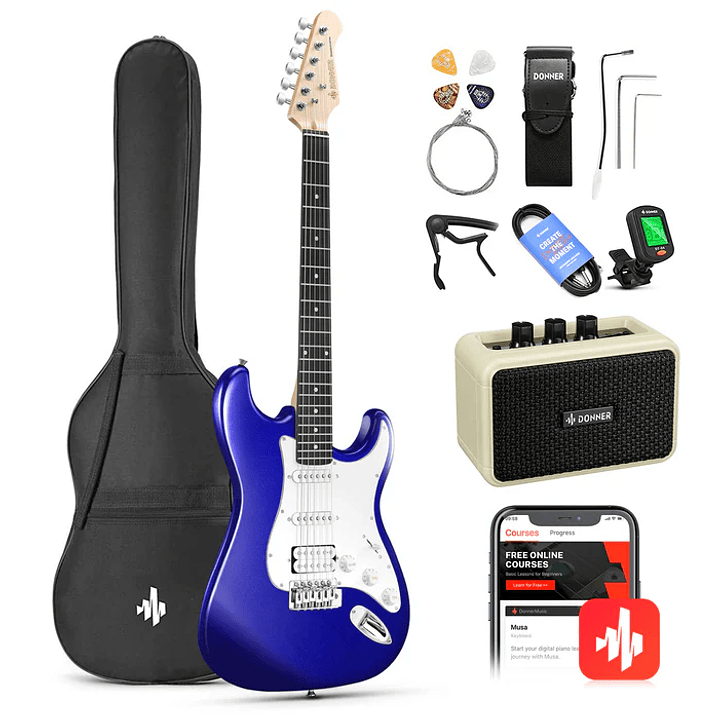 Pack Guitarra Electrica Azul DST-100L EC1167 Donner 1