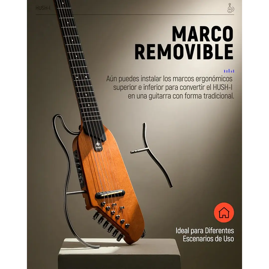 Guitarra Electroacústica de Viaje HUSH-I Caoba EC1781 DONNER 6