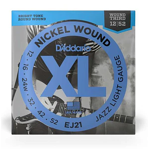 Cuerdas guitarra electrica Daddario 12-52 Nickel Wound Ej21 