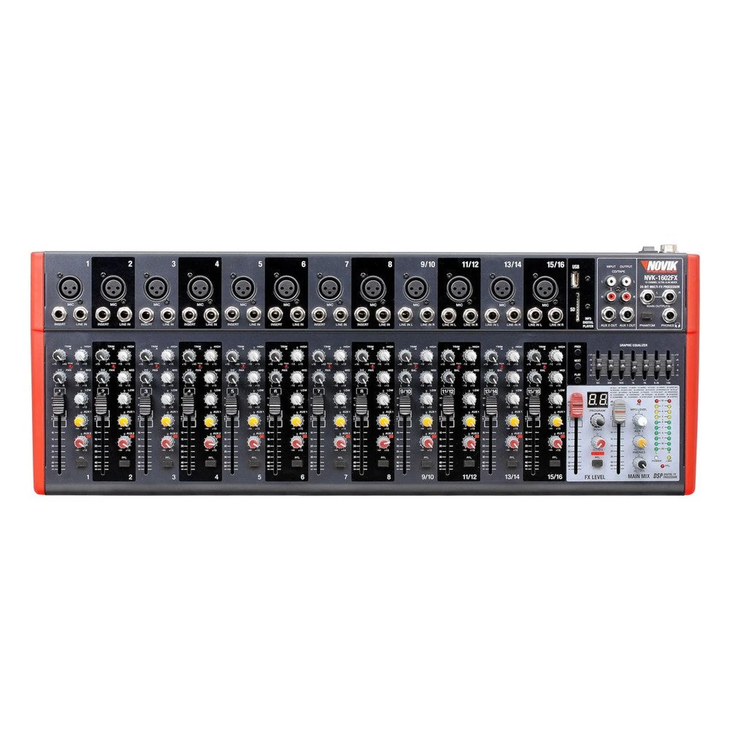 Mixer análoga con efectos 16CH 12pre Novik NVK-1602FX
