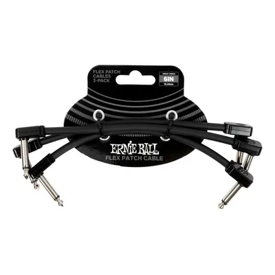Set 3 cable patch ernie ball 15cm conector plano black
