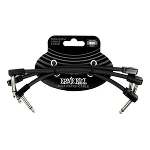 Set 3 cable patch ernie ball 15cm conector plano black