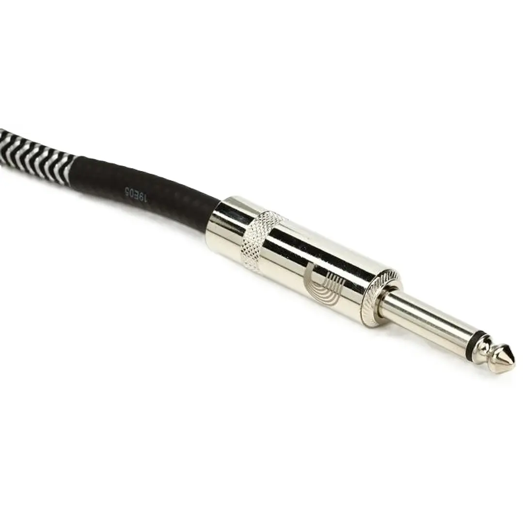 Cable Instrumento Daddario TS-TS c/Malla Blanco/Negro 6M PW-BG-20BG 3