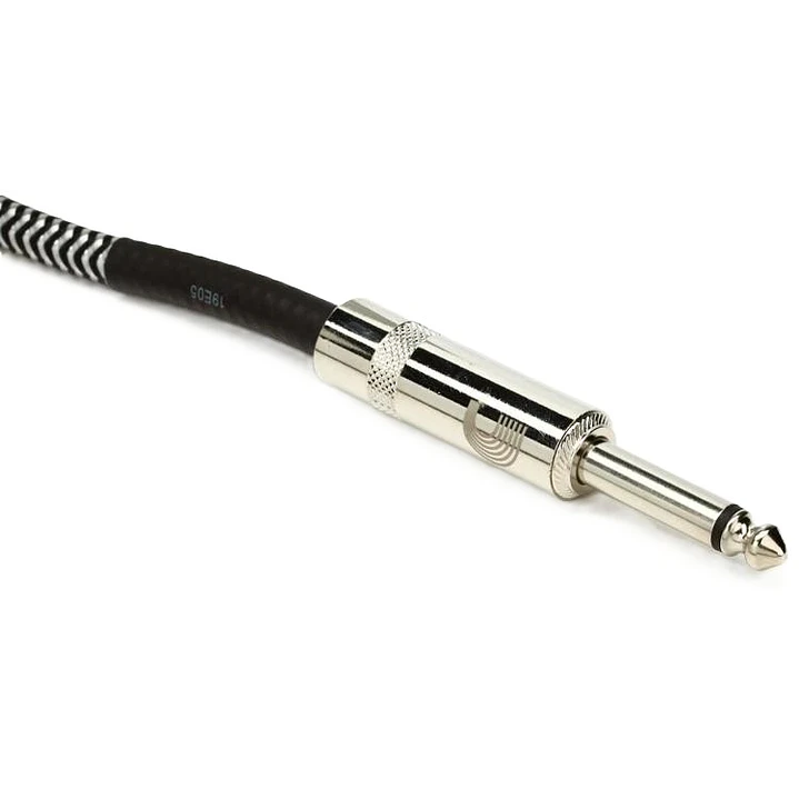 Cable Instrumento Daddario TS-TS c/Malla Blanco/Negro 6M PW-BG-20BG 3