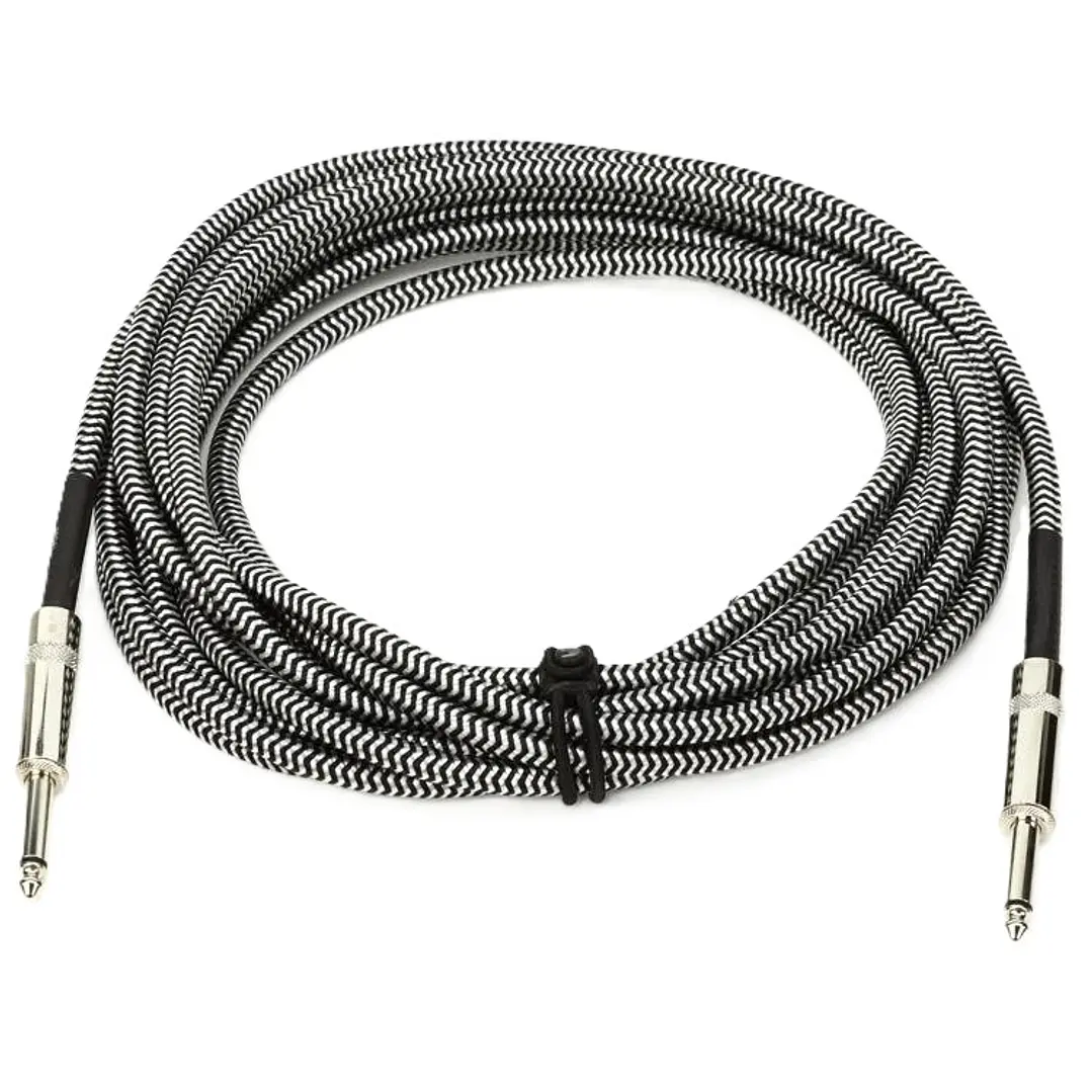 Cable Instrumento Daddario TS-TS c/Malla Blanco/Negro 6M PW-BG-20BG 1