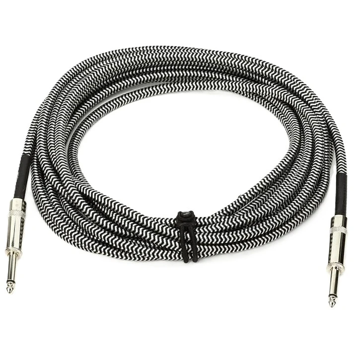 Cable Instrumento Daddario TS-TS c/Malla Blanco/Negro 6M PW-BG-20BG 1