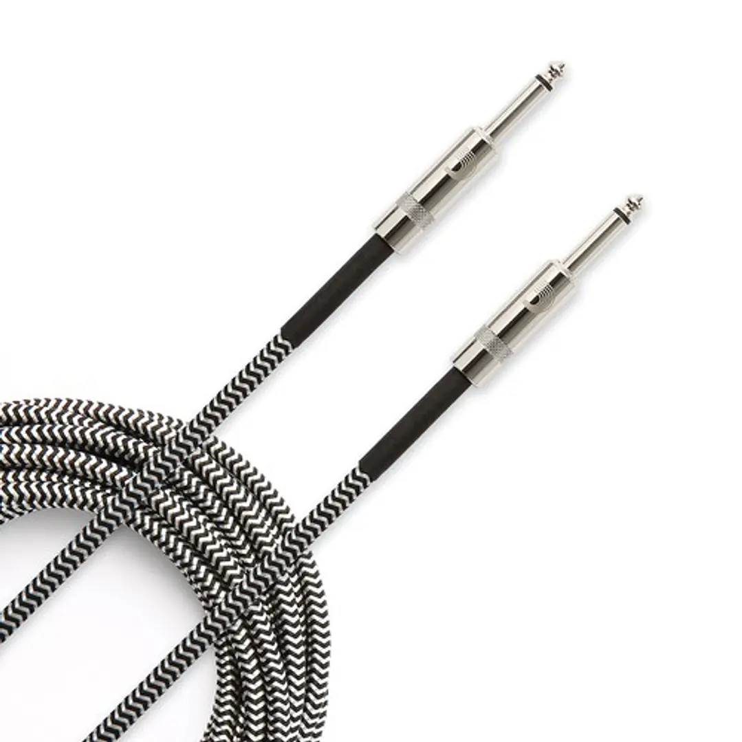 Cable Instrumento Daddario TS-TS c/Malla Blanco/Negro 6M PW-BG-20BG 2