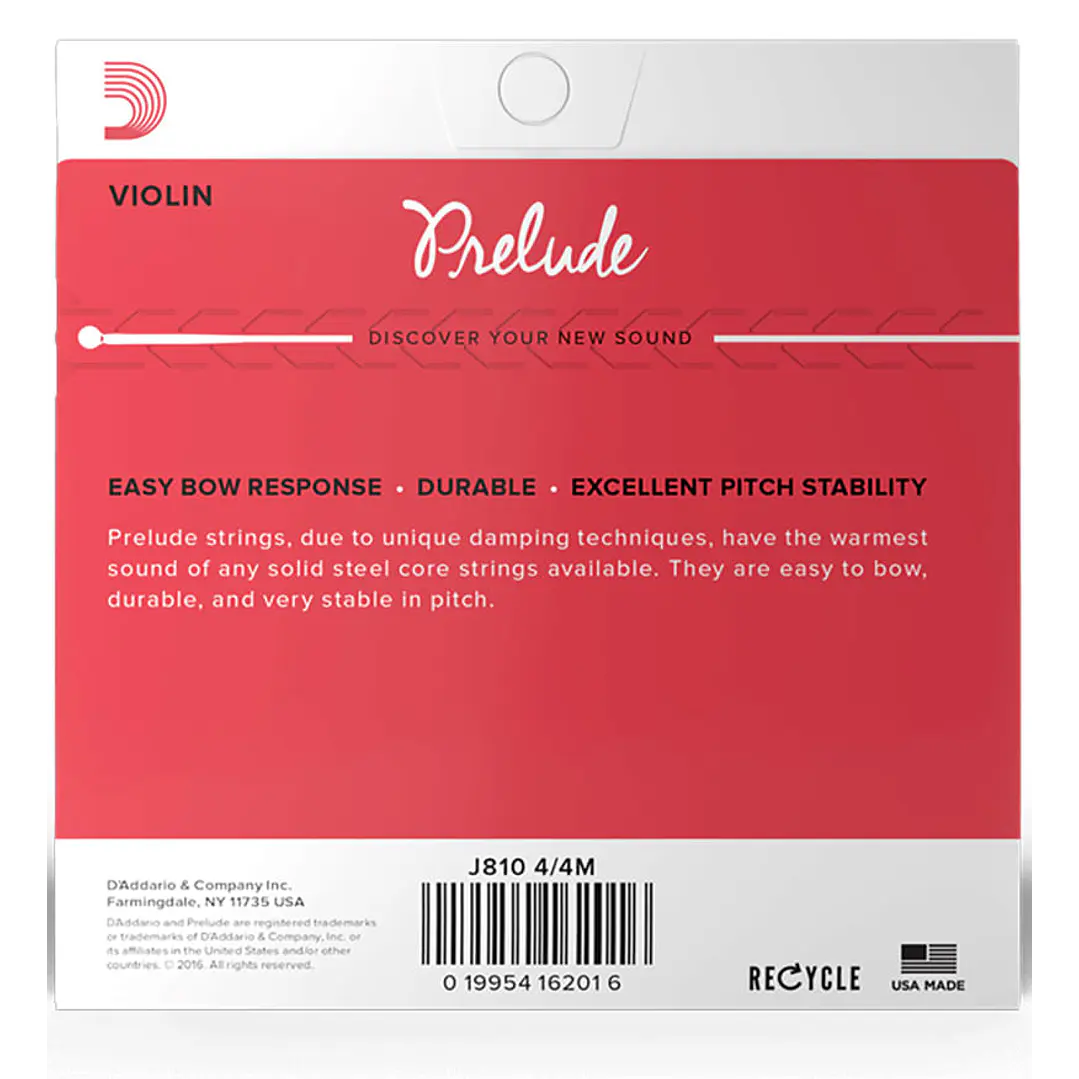 Cuerdas Violín Daddario Prelude medium 4/4 J810 4/4M  3