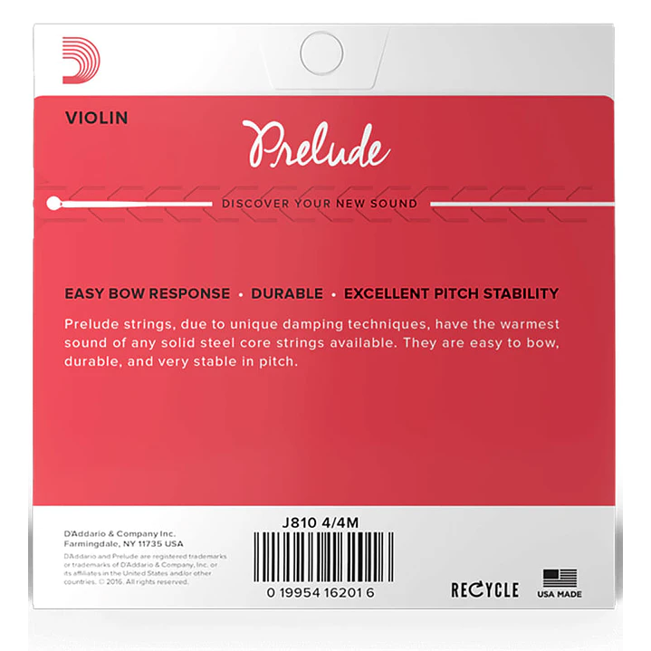 Cuerdas Violín Daddario Prelude medium 4/4 J810 4/4M  3