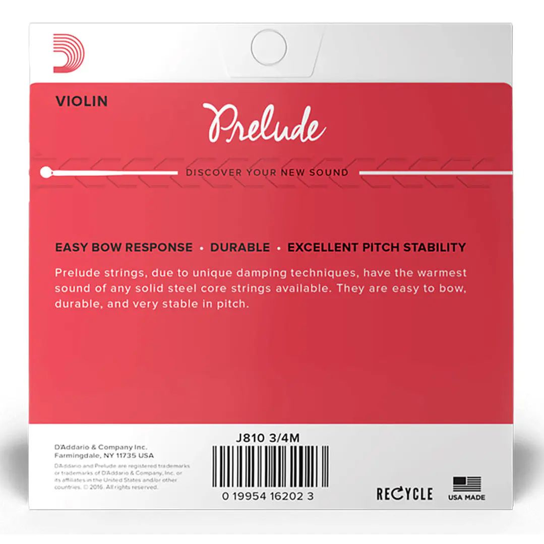 Cuerdas Violín Daddario Prelude medium 3/4 J81034 3/4M  2