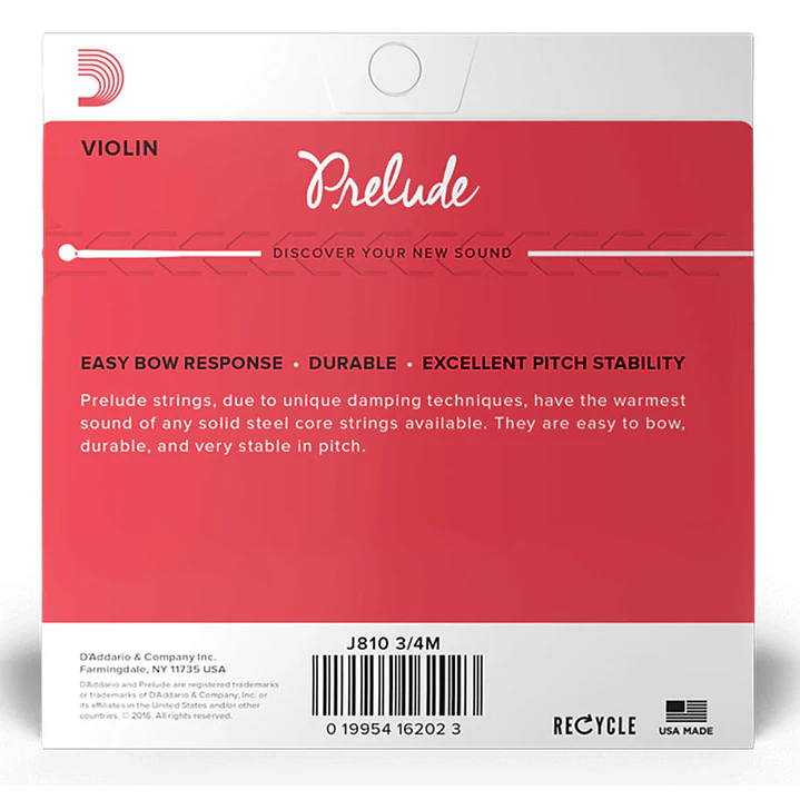 Cuerdas Violín Daddario Prelude medium 3/4 J81034 3/4M  2