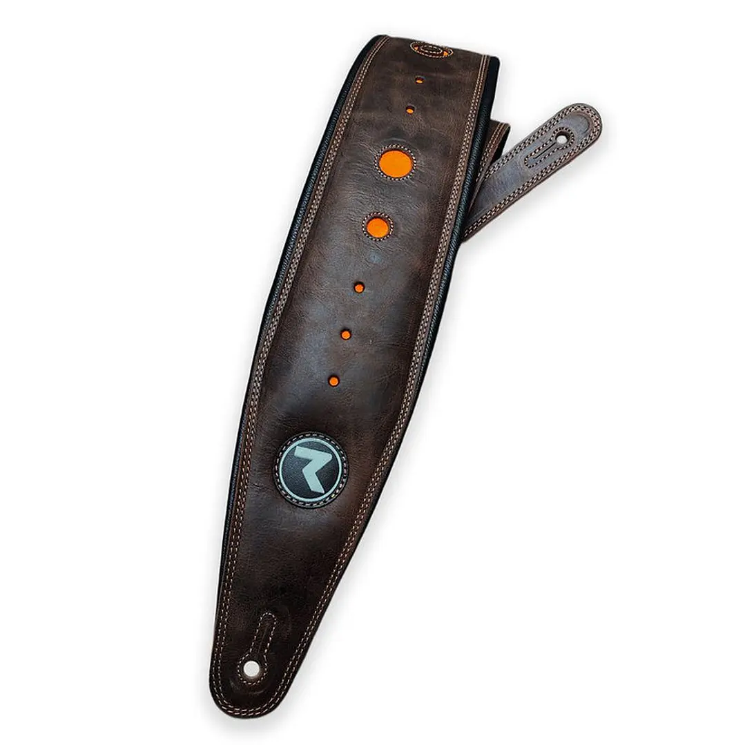 Correa guitarra/ bajo Raven COSMOS 4P Dark Brown/Orange  1