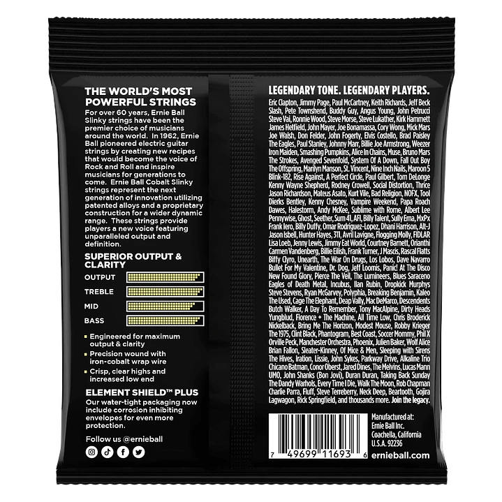 Cuerda guitarra eléctrica Ernie Ball 2714 Slinky Cobalt 12-62 2