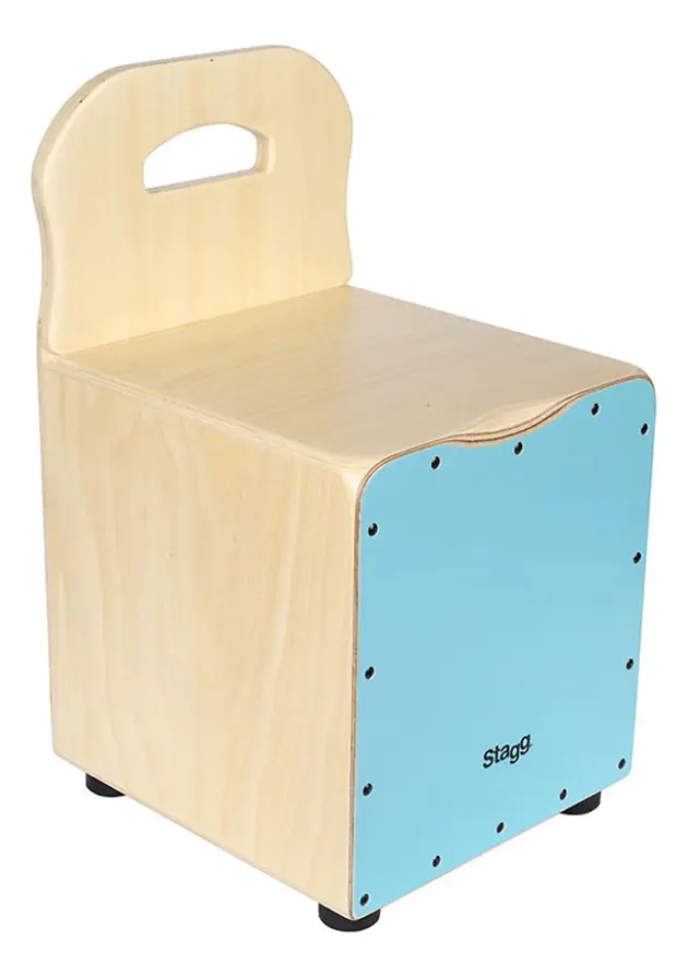 Cajón peruano para niños Stagg con respaldo color azul CAJKID