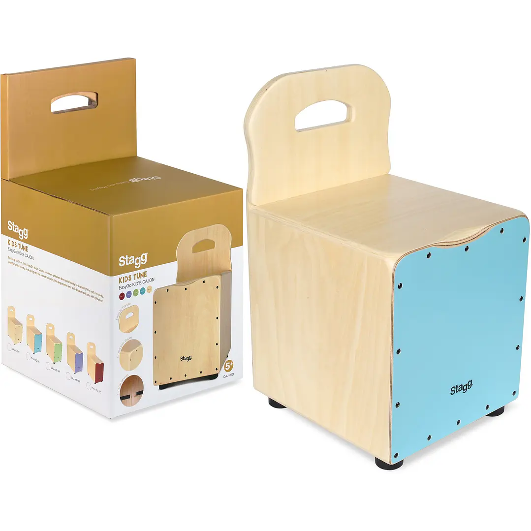 Cajón peruano para niños Stagg con respaldo color azul CAJKID 2