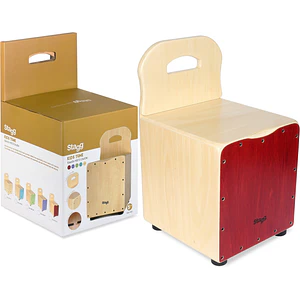 Cajón peruano para niños Stagg con respaldo color rojo CAJKID